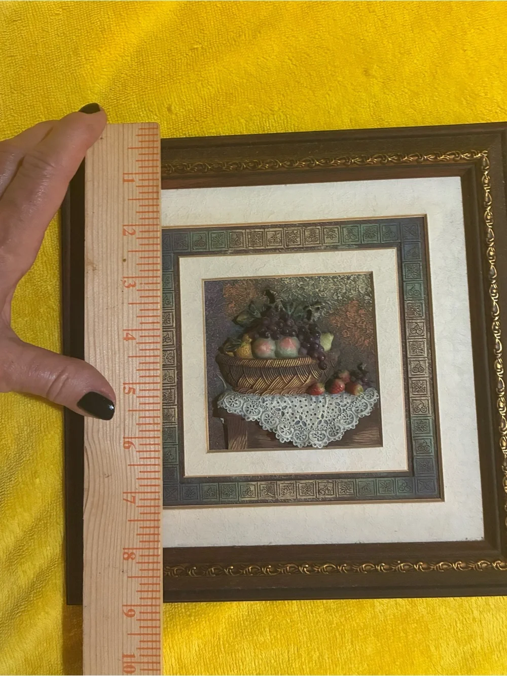Hand painted resin relief sculpture-3D art by A.Richesco Corp. w/stand